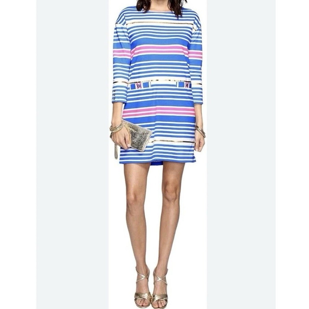 Lilly Pulitzer Lena Tiki Stripe Dress Medium Preppy Summer Vacation Fun Party
